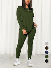 2pcs Loose Fit Dropped Shoulder Long Sleeve Top And Pants Set, Spring/Autumn